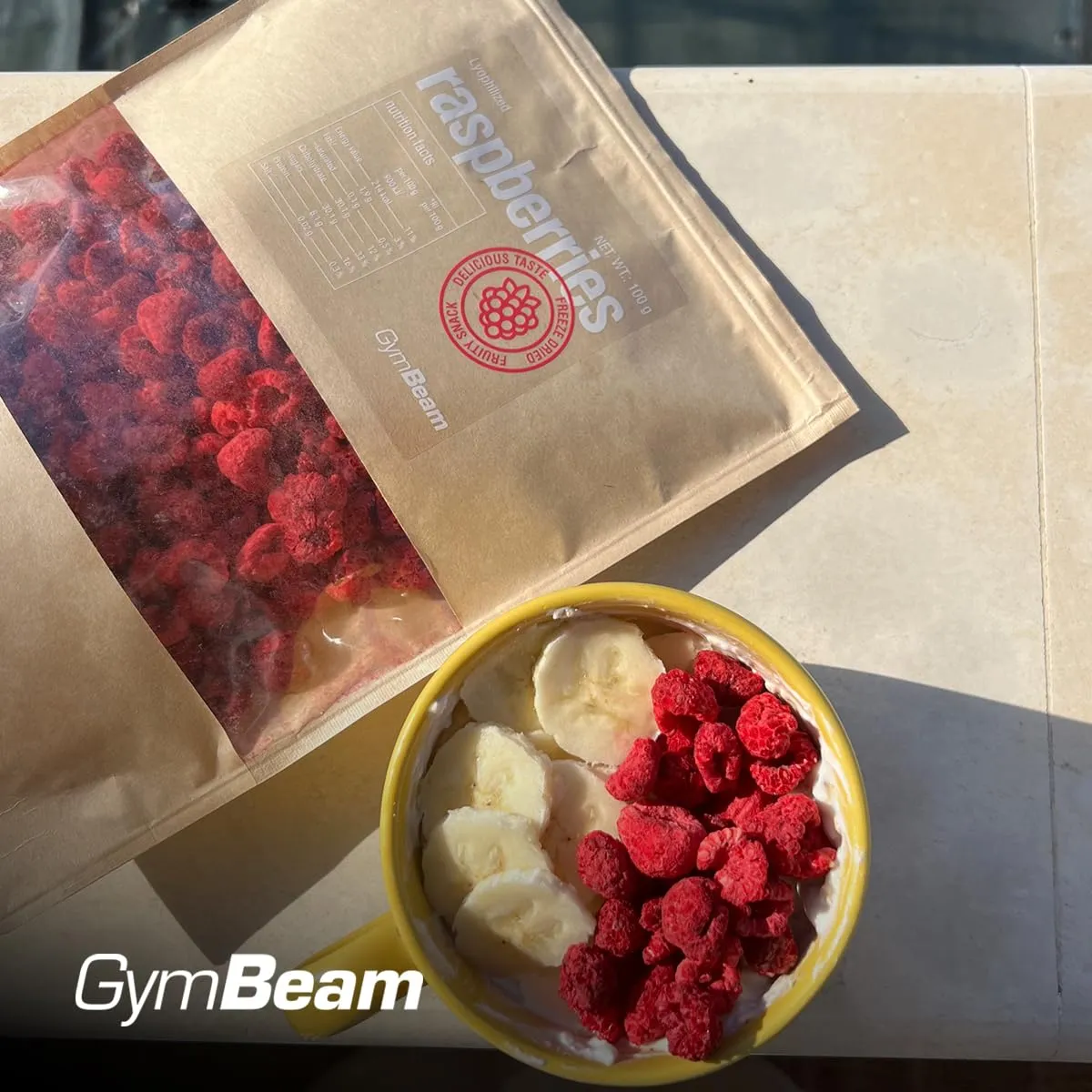 GymBeam Himbeeren gefriergetrocknet 100 g ohne Zucker