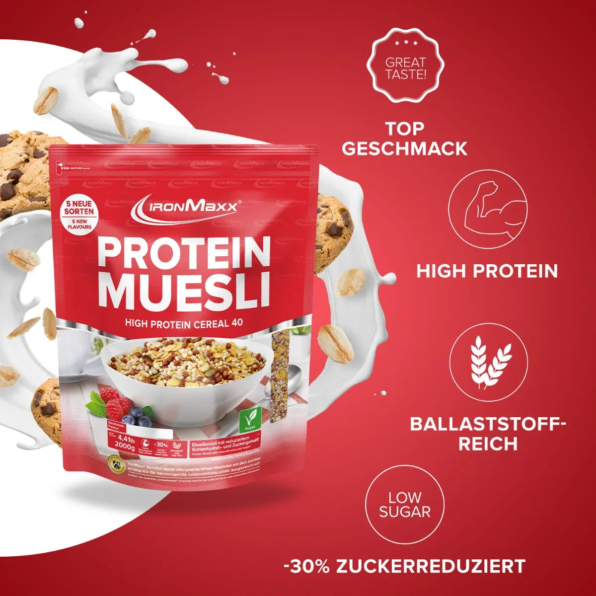 IronMaxx Protein Müsli 2000g Dark Chocolate proteinreich