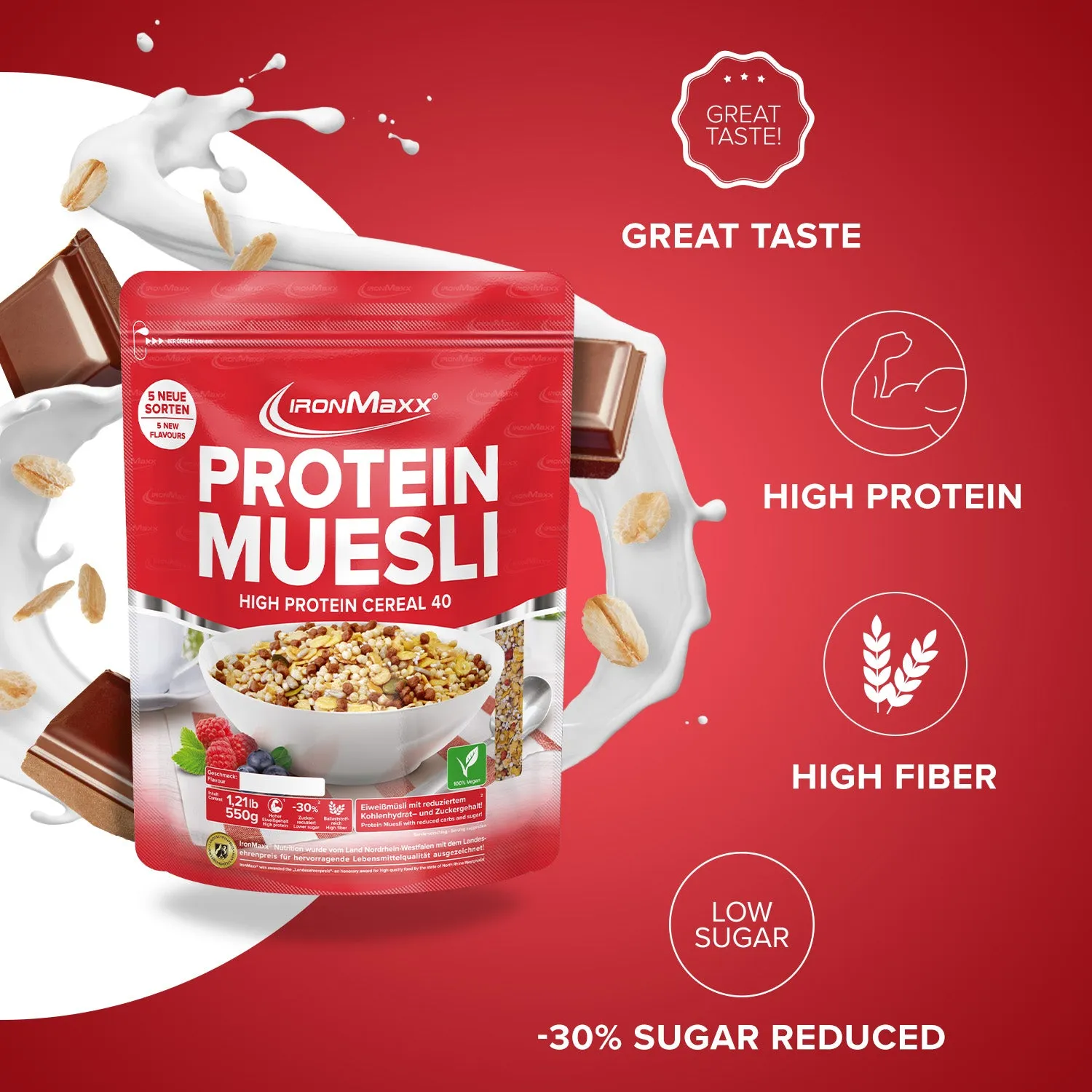 IronMaxx Protein Müsli Schokolade 550 g vegan