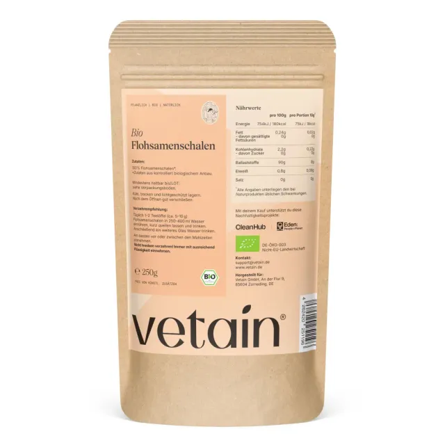 Vetain Bio-Flohsamenschalen Ballaststoffe 250g bio