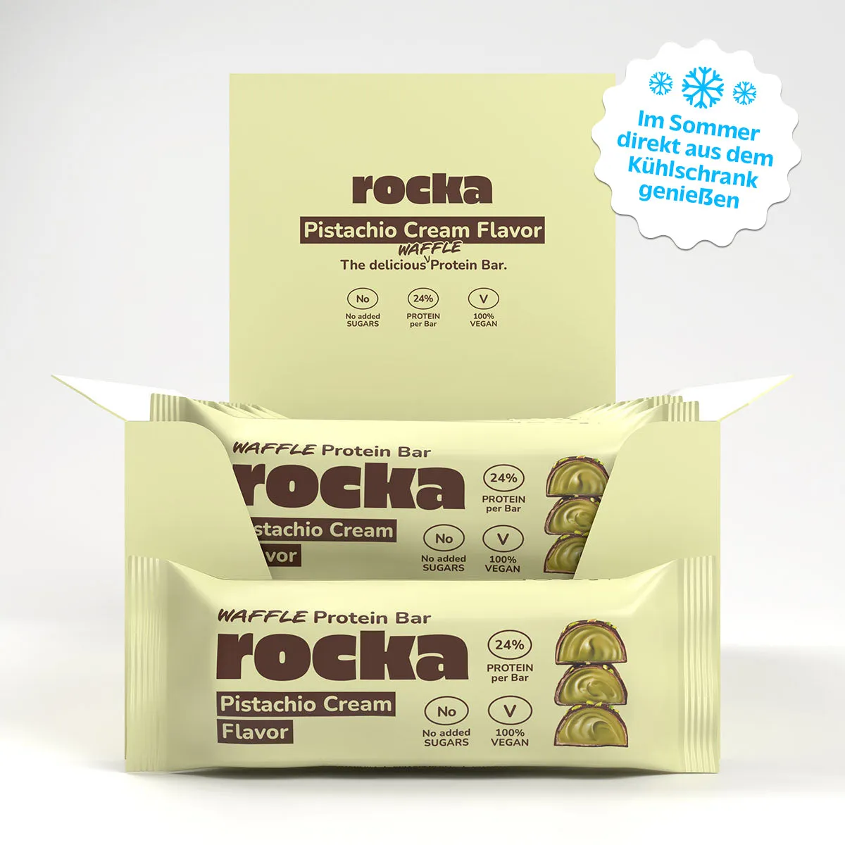 Rocka Waffle Proteinriegel Pistachio Cream 6er Box zuckerfrei