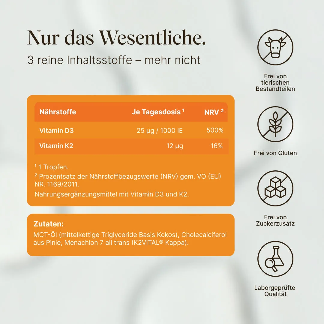 VETAIN Vitamin D3 K2 Tropfen vegan 1000 I.E.