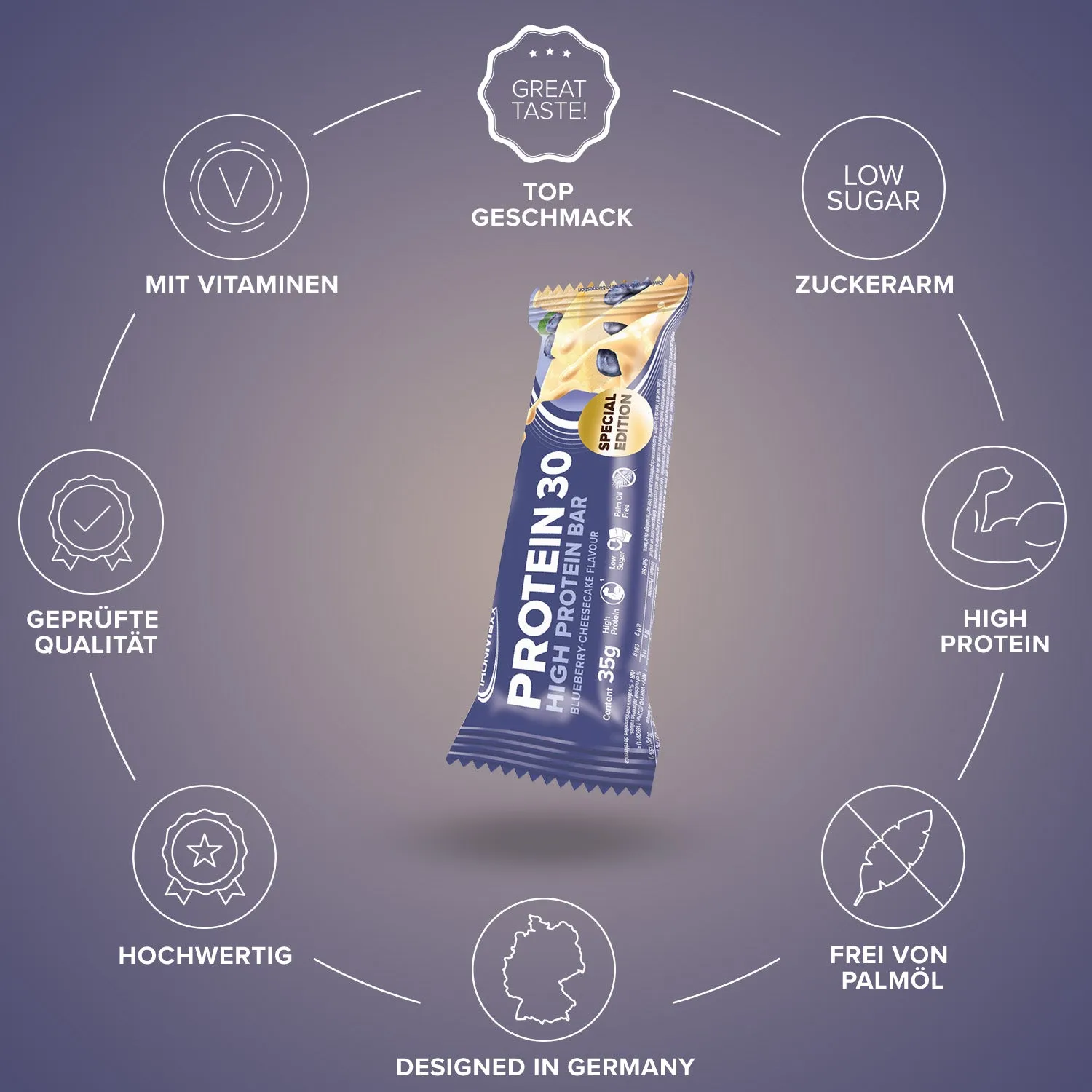 IronMaxx Protein 30 Proteinriegel 35g Blueberry Cheesecake High Protein