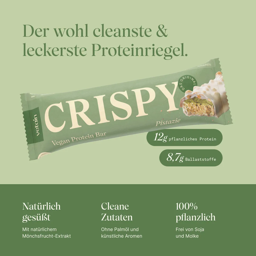 VETAIN CRISPY Proteinriegel 12x Pistazie vegan crispy