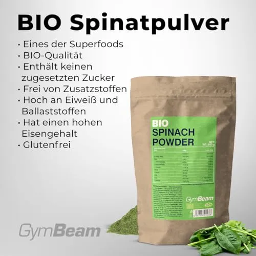 GymBeam Bio-Spinatpulver 100 g Superfood glutenfrei