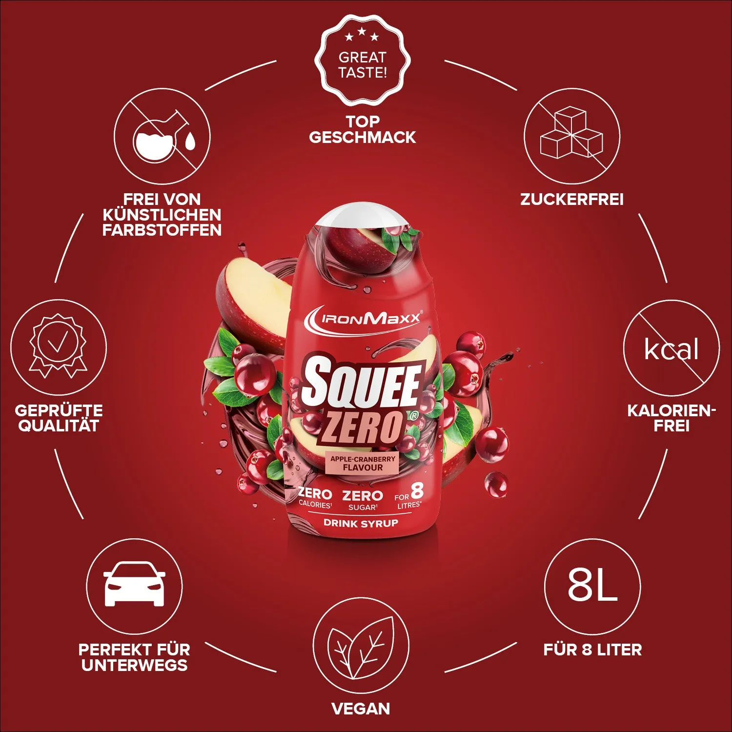 IronMaxx SqueeZero Sirup 65 ml Apple Cranberry