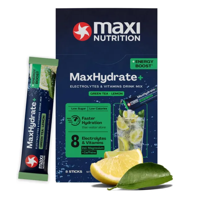 MaxiNutrition MaxHydrate+ Energy Elektrolytpulver Green Tea Lemon 8 Sticks