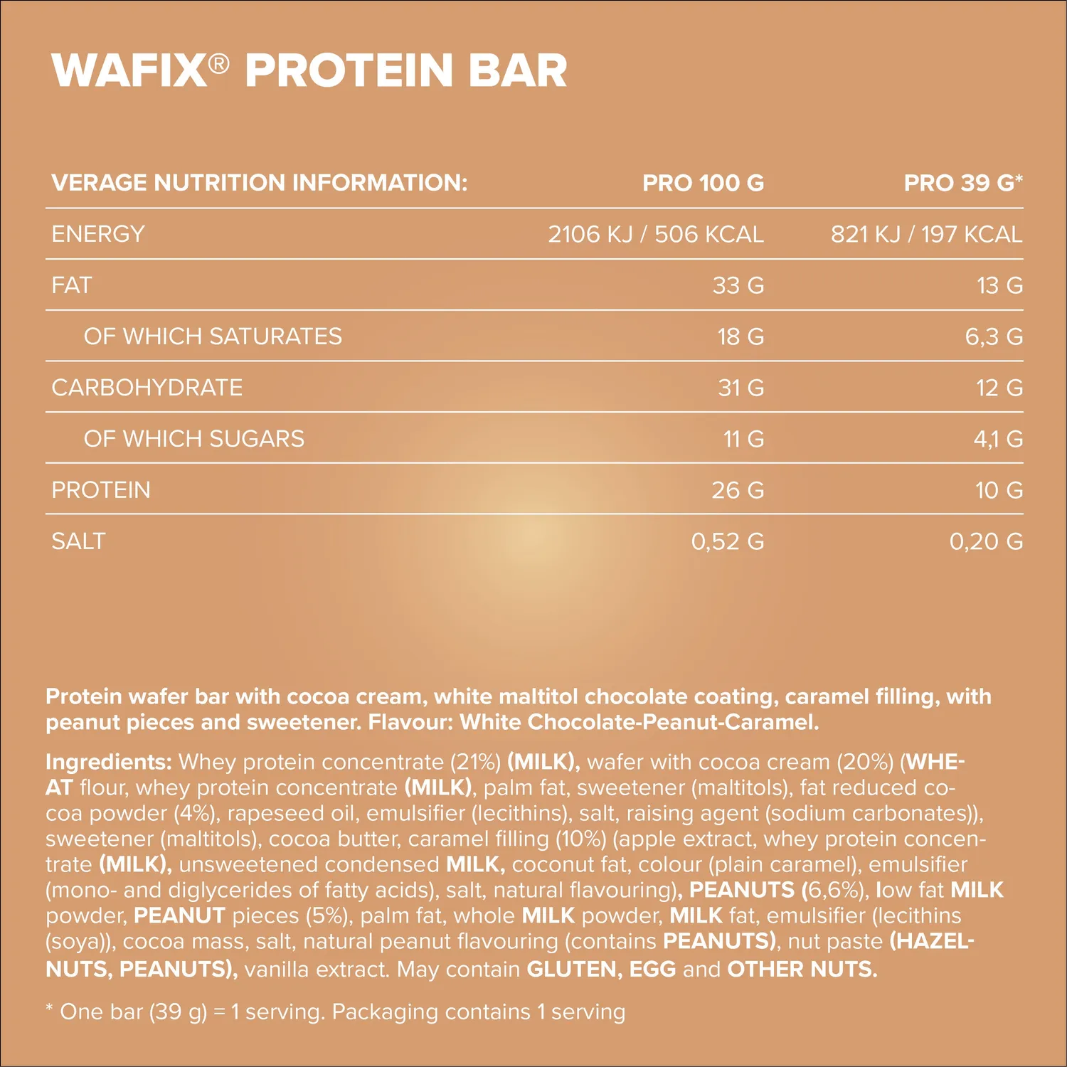 IronMaxx Wafix Proteinriegel 24x39g White Peanut Caramel Low Sugar