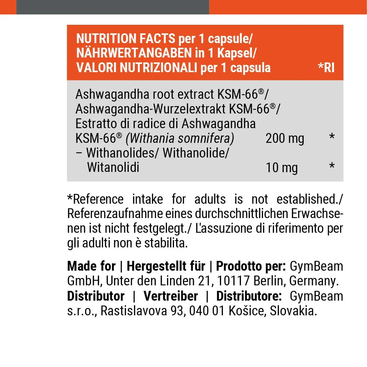 GymBeam Ashwagandha KSM-66 Kapseln 90 Stk 200 mg