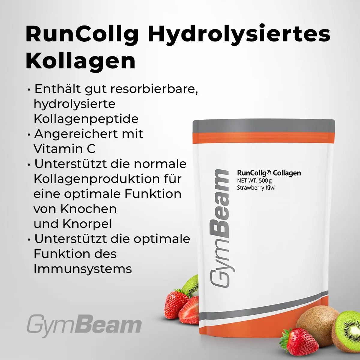 GymBeam RunCollg Kollagen Pulver Erdbeere Kiwi 500 g