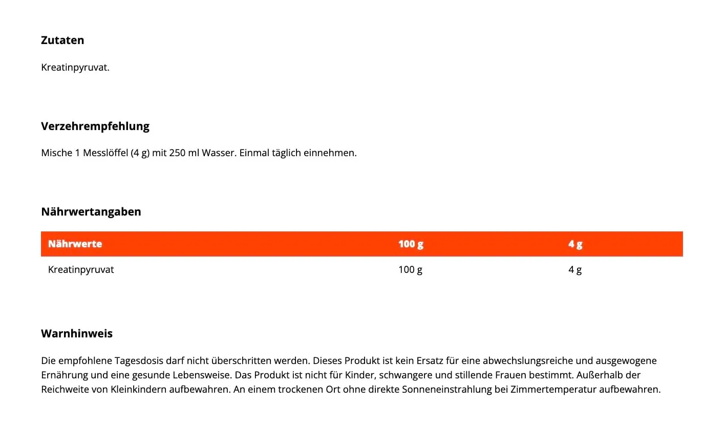 GymBeam Kreatinpyruvat Pulver 250g gut löslich