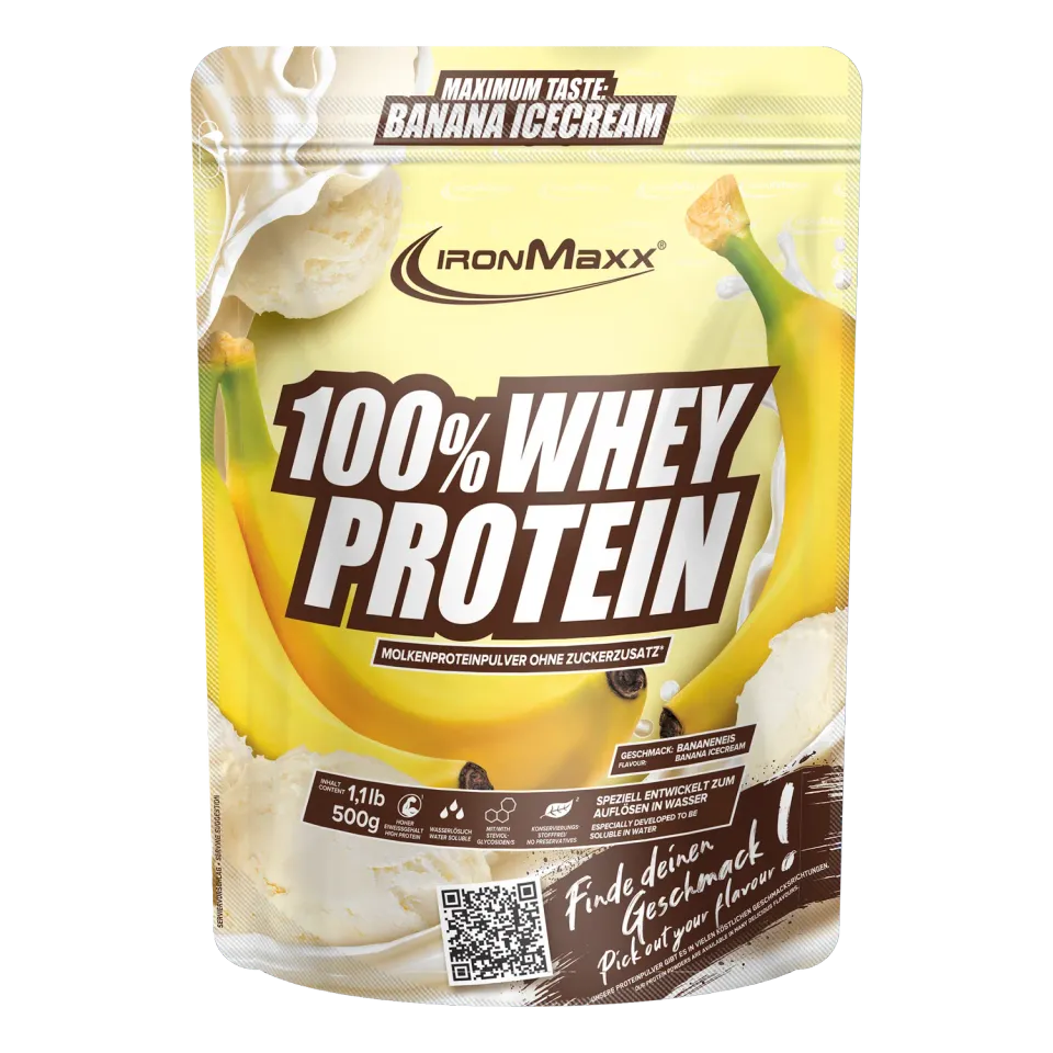 IronMaxx 100% Whey Protein Banana Ice Cream 500g zuckerfrei