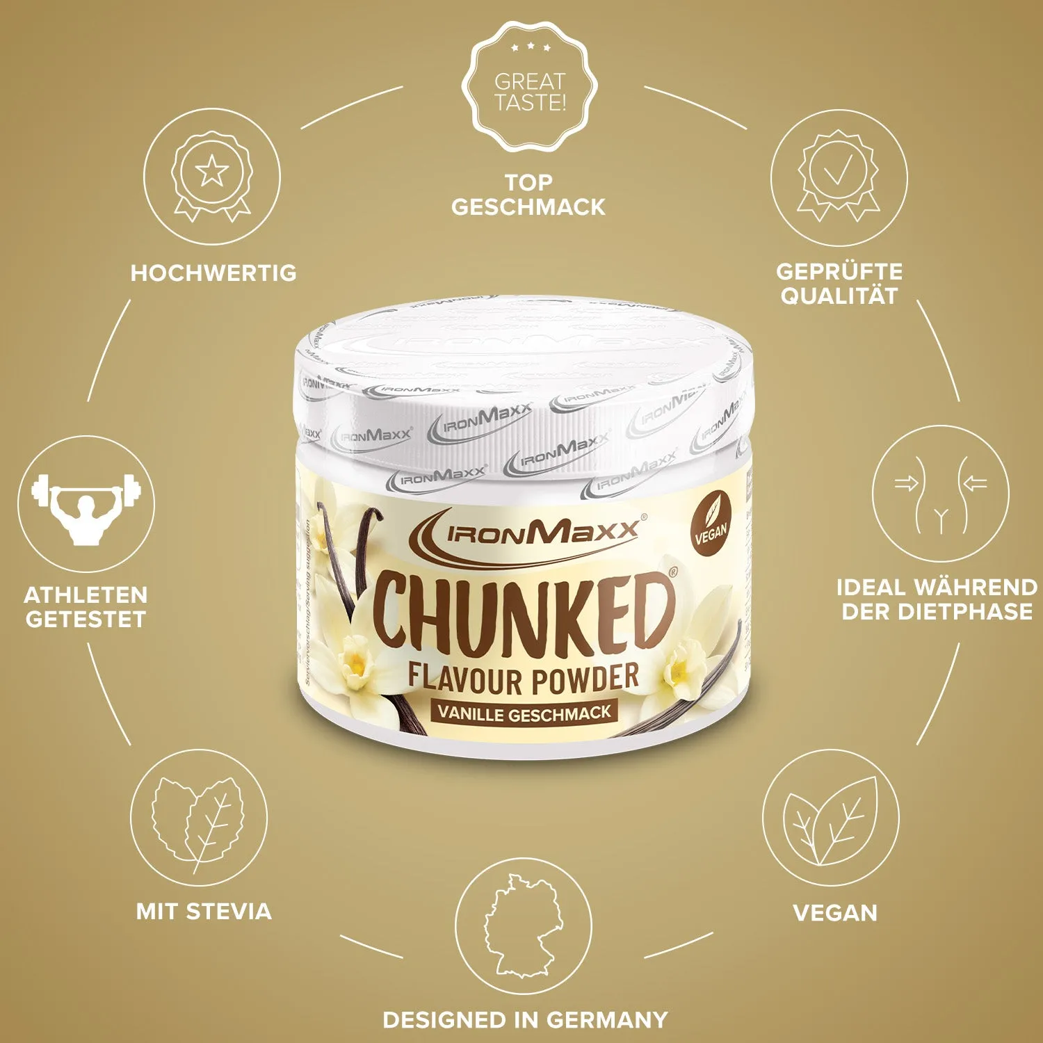 IronMaxx Chunked Geschmackspulver Vanille 150g vegan