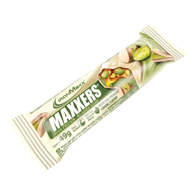 IronMaxx Maxxers Proteinriegel 49g White Choc Pistachio Caramel zuckerarm