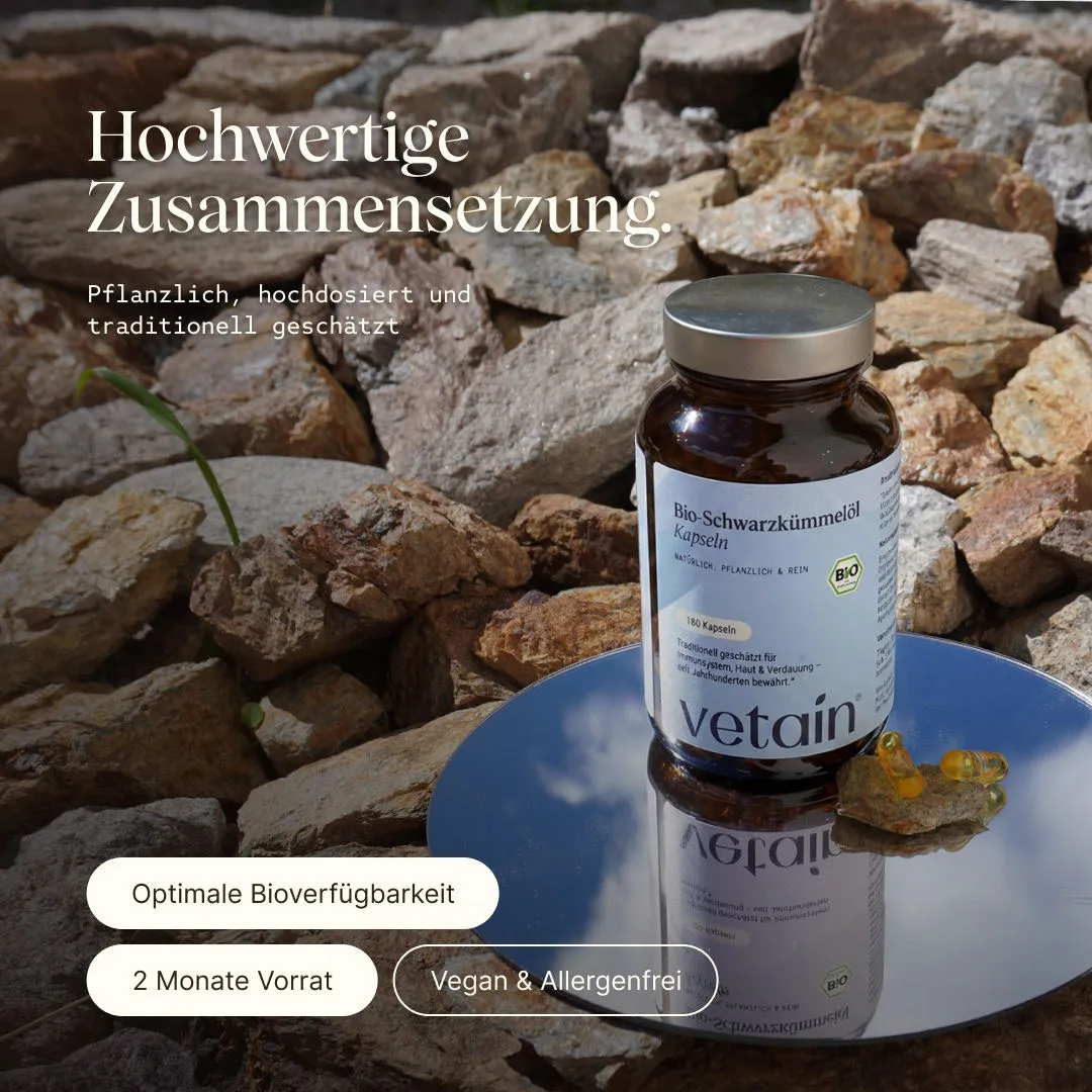 VETAIN Bio Schwarzkümmelöl Kapseln 120 Stück kaltgepresst