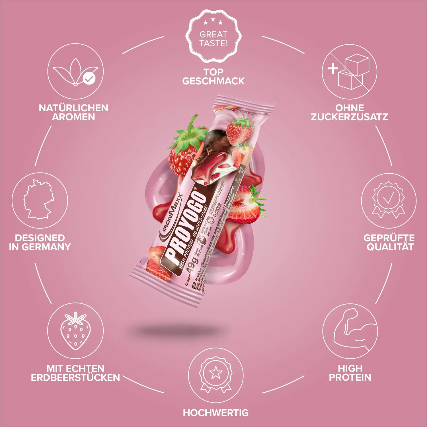 IronMaxx Protein 30 Proyogo Riegel 49g Strawberry Yoghurt