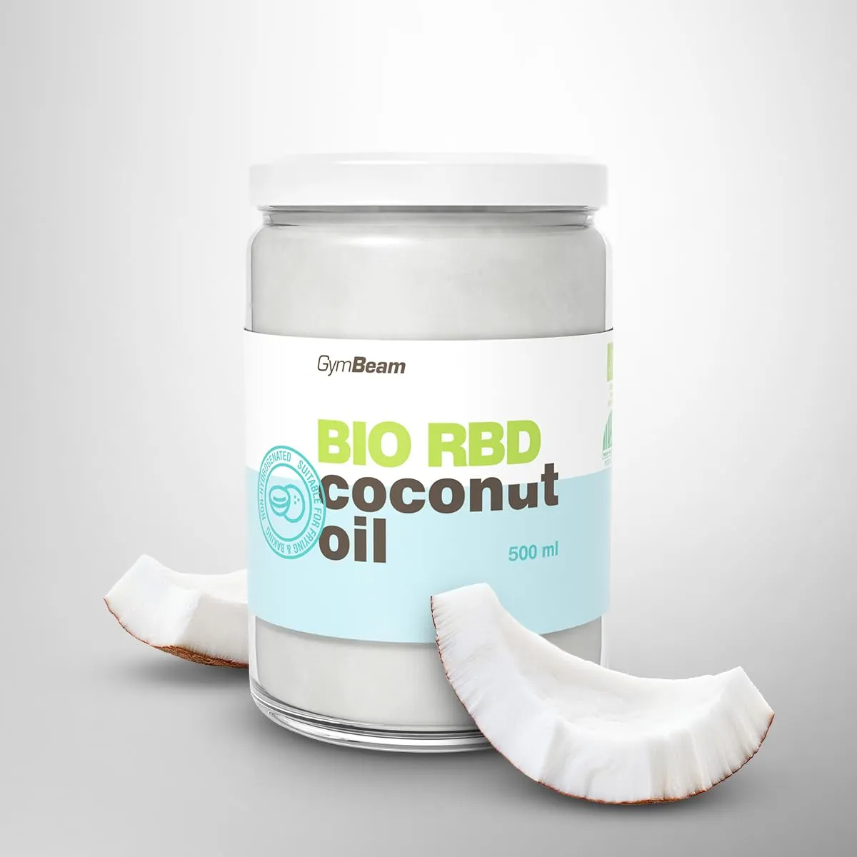 GymBeam Bio RBD Kokosnussöl 500 ml neutral hoher Rauchpunkt