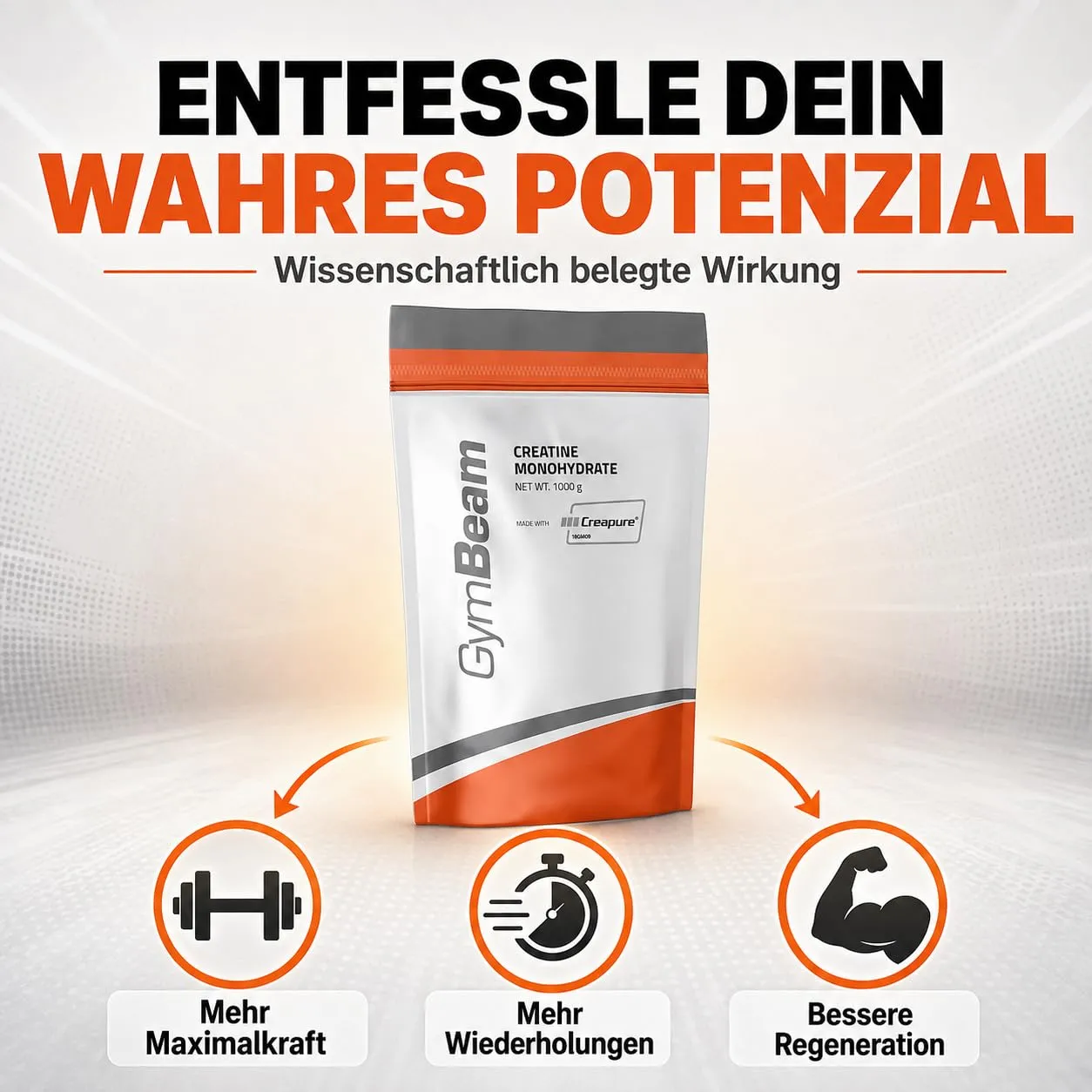 GymBeam Creapure Creatin Pulver 250g Neutral