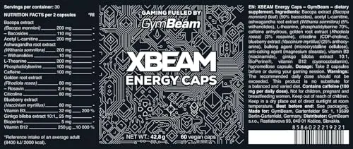 GymBeam BeastPink Energy Caps Kapseln 60 Stück mit Koffein