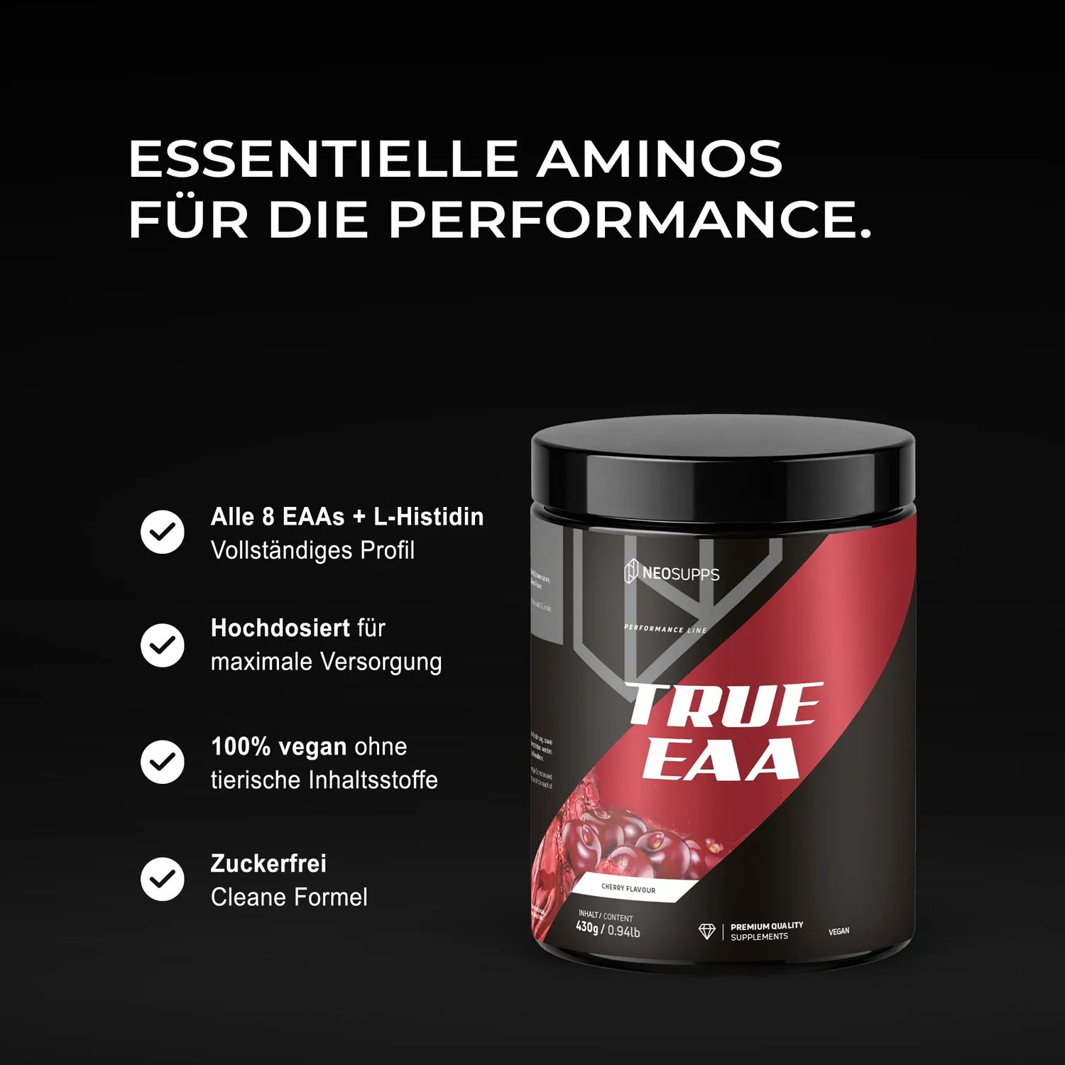 Neosupps True EAA Cherry 430g Pulver vegan