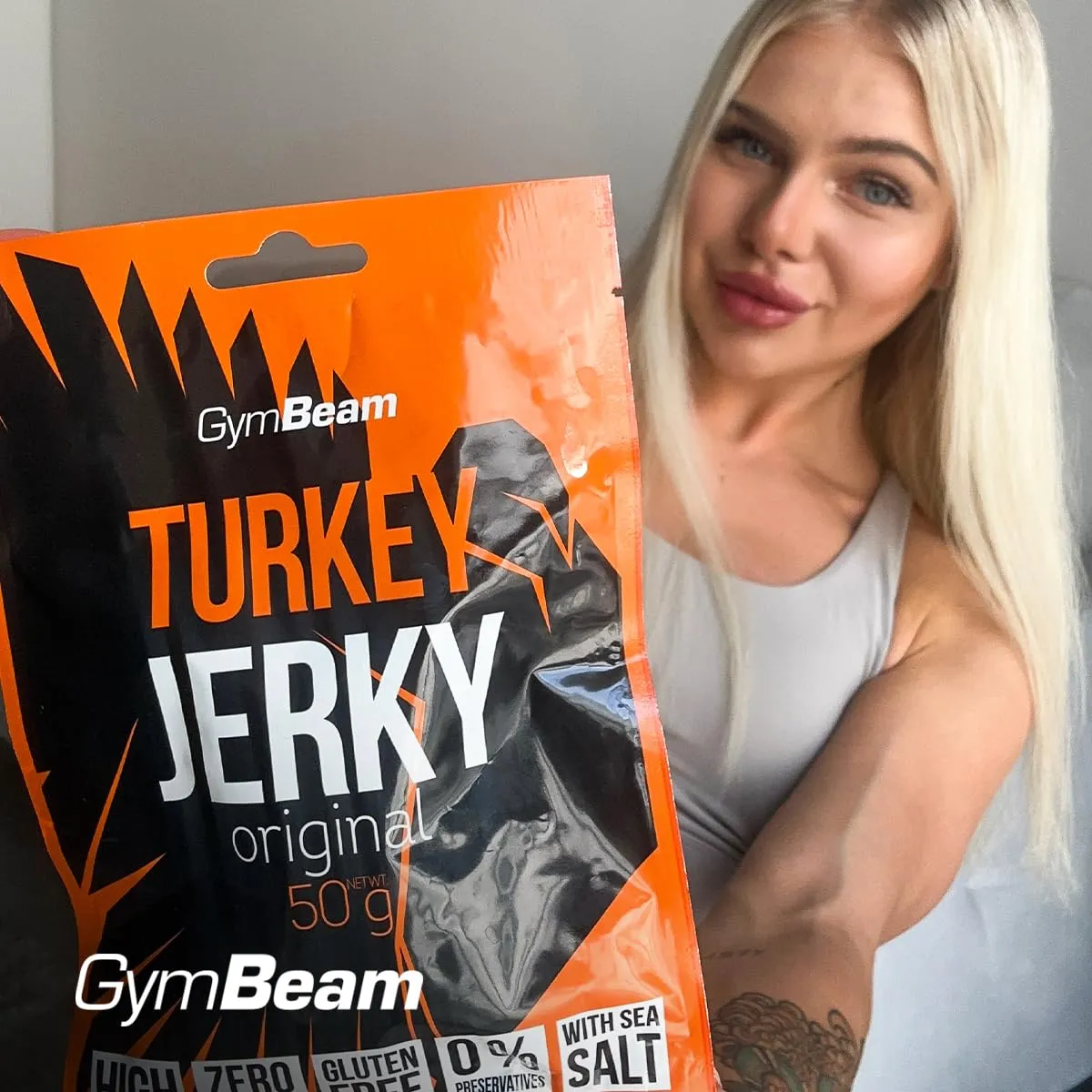 GymBeam Turkey Jerky Protein Snack 50 g Pute