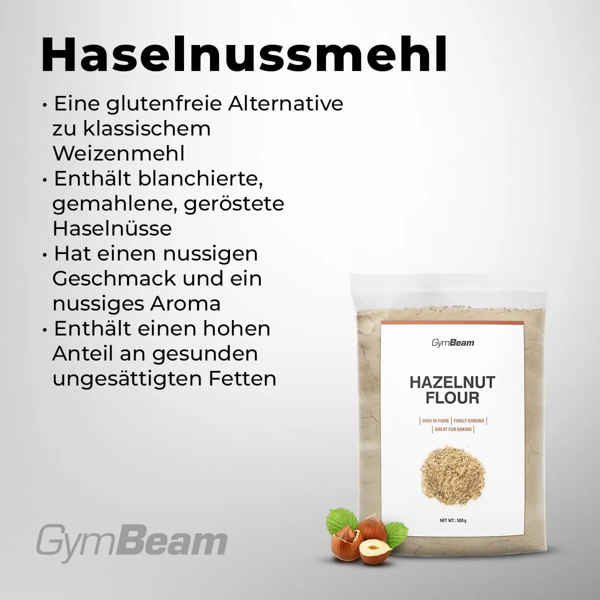GymBeam Haselnussmehl glutenfrei 500 g Low-Carb