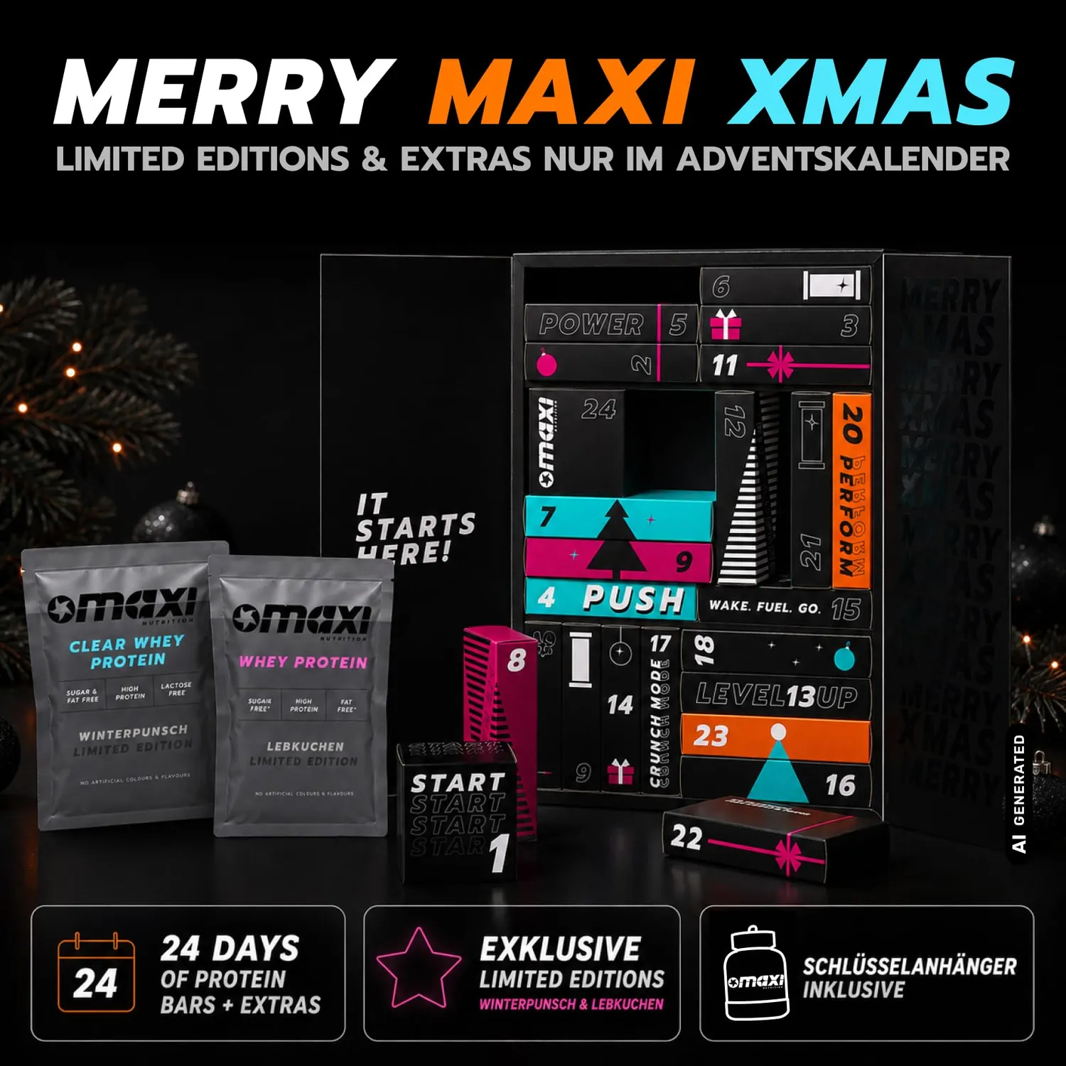 MaxiNutrition Protein Adventskalender 2026 24 Türchen 890g