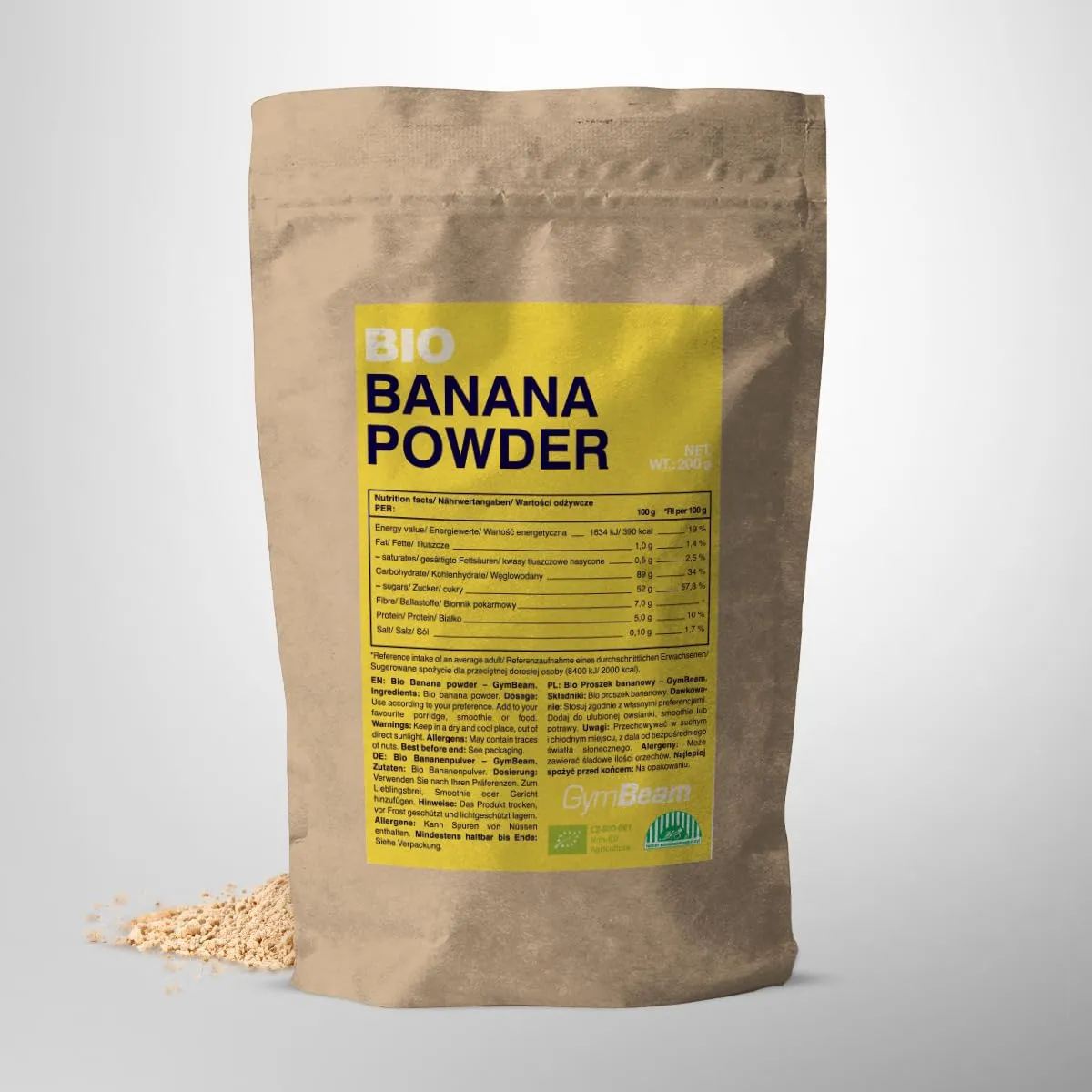 GymBeam Bio Bananenpulver 200g vegan zuckerfrei