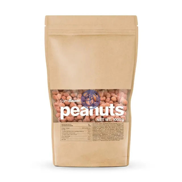 GymBeam Ungesalzene Erdnüsse Snack 1000g naturbelassen