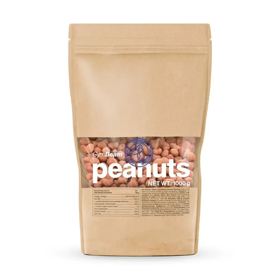 GymBeam Ungesalzene Erdnüsse Snack 1000g naturbelassen