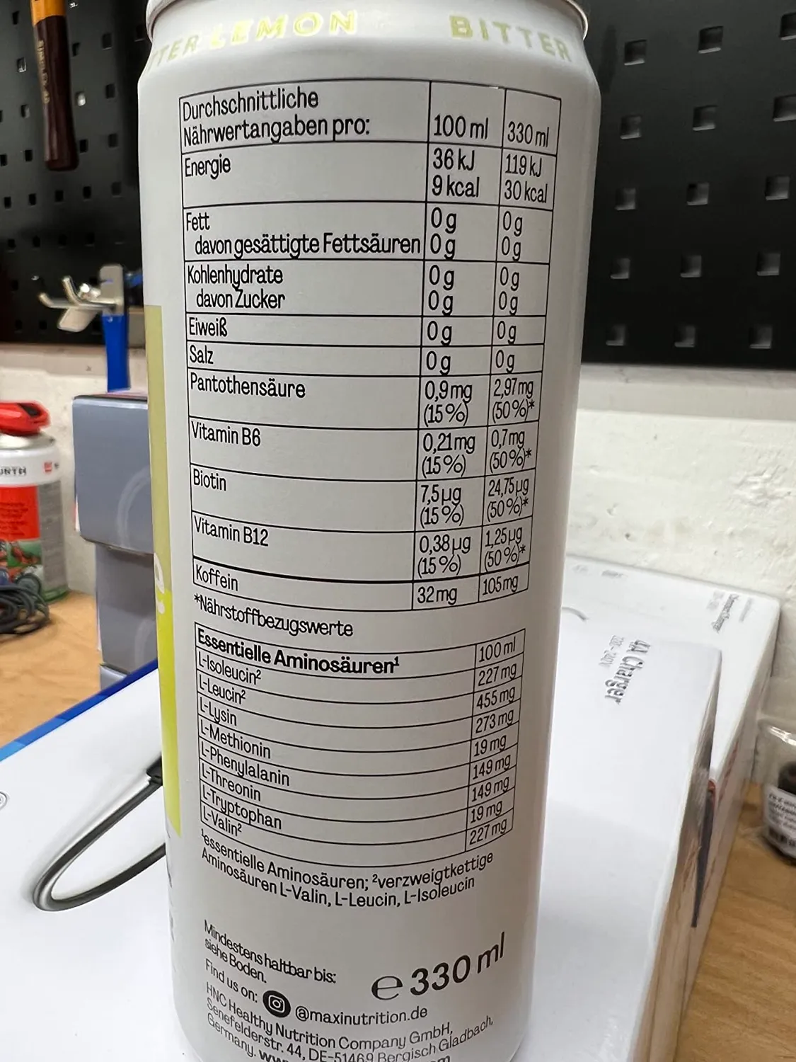 MaxiNutrition MaxFive Bitter Lemon BCAA Drink 12x330ml vegan