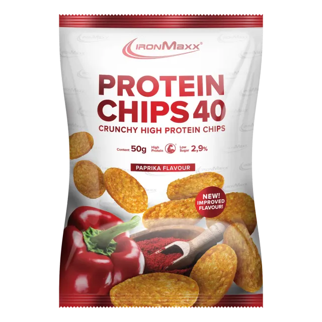 IronMaxx Protein Chips 40 Protein Snack 50g Paprika gebacken