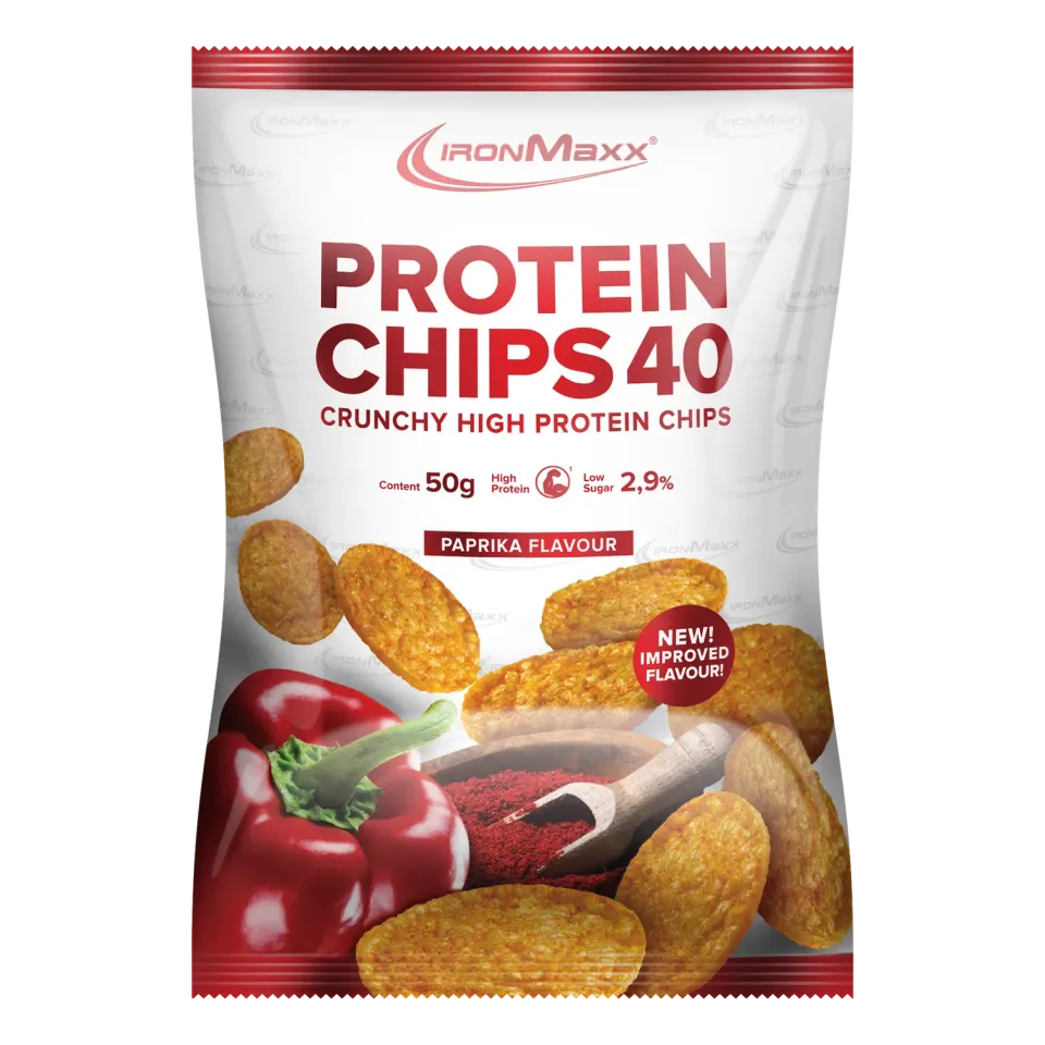 IronMaxx Protein Chips 40 Protein Snack 50g Paprika gebacken