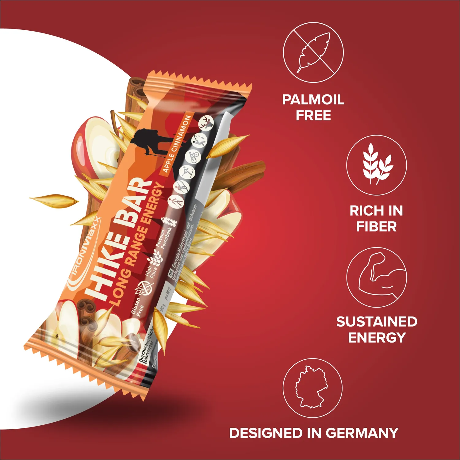 IronMaxx Hike Bar Energieriegel 60g Apple Cinnamon vegan