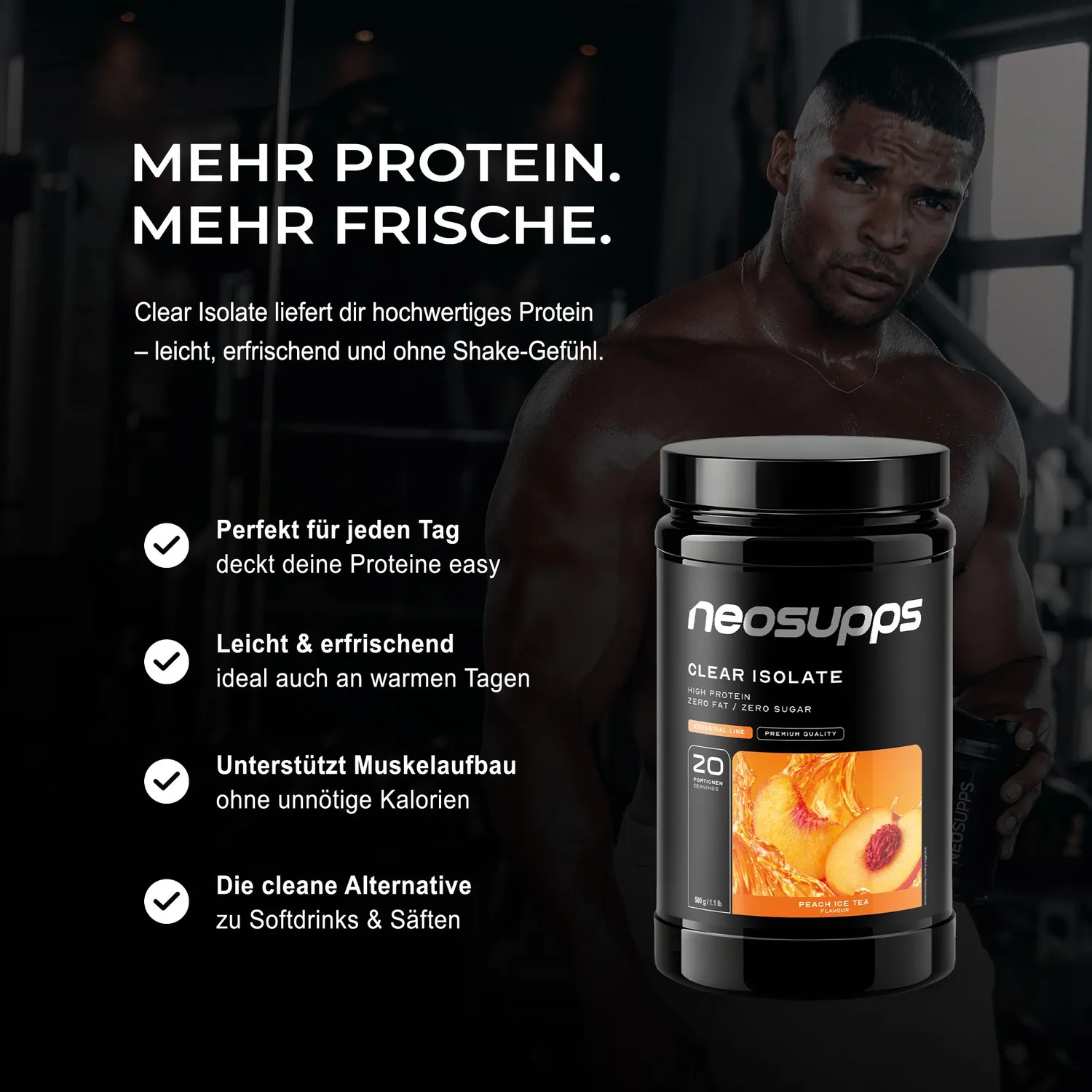 Neosupps Clear Isolate Protein Peach Ice Tea 500g zuckerfrei