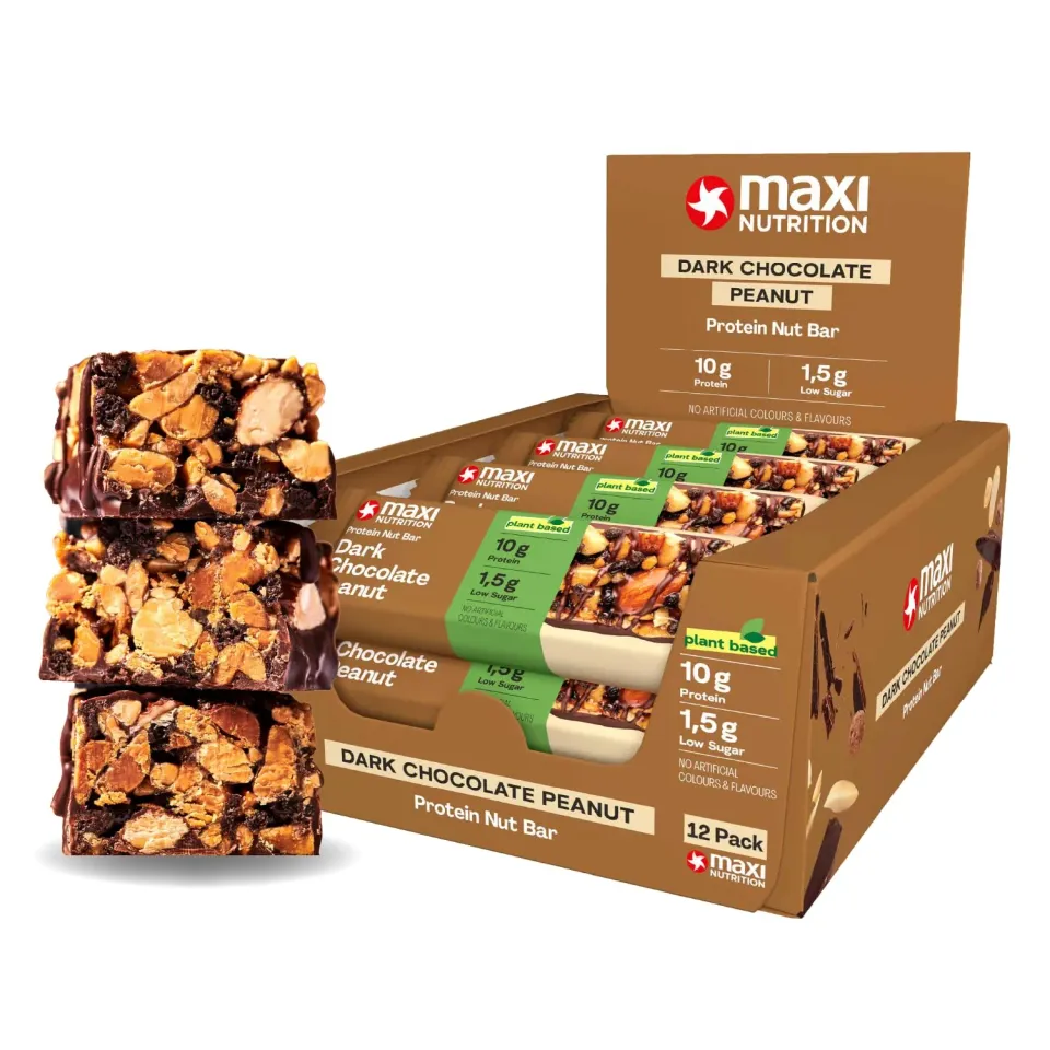 MaxiNutrition Protein Nut Bar Dark Chocolate Peanut Riegel 12x46g