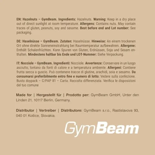 GymBeam Haselnüsse mit Schale ungeröstet naturbelassen