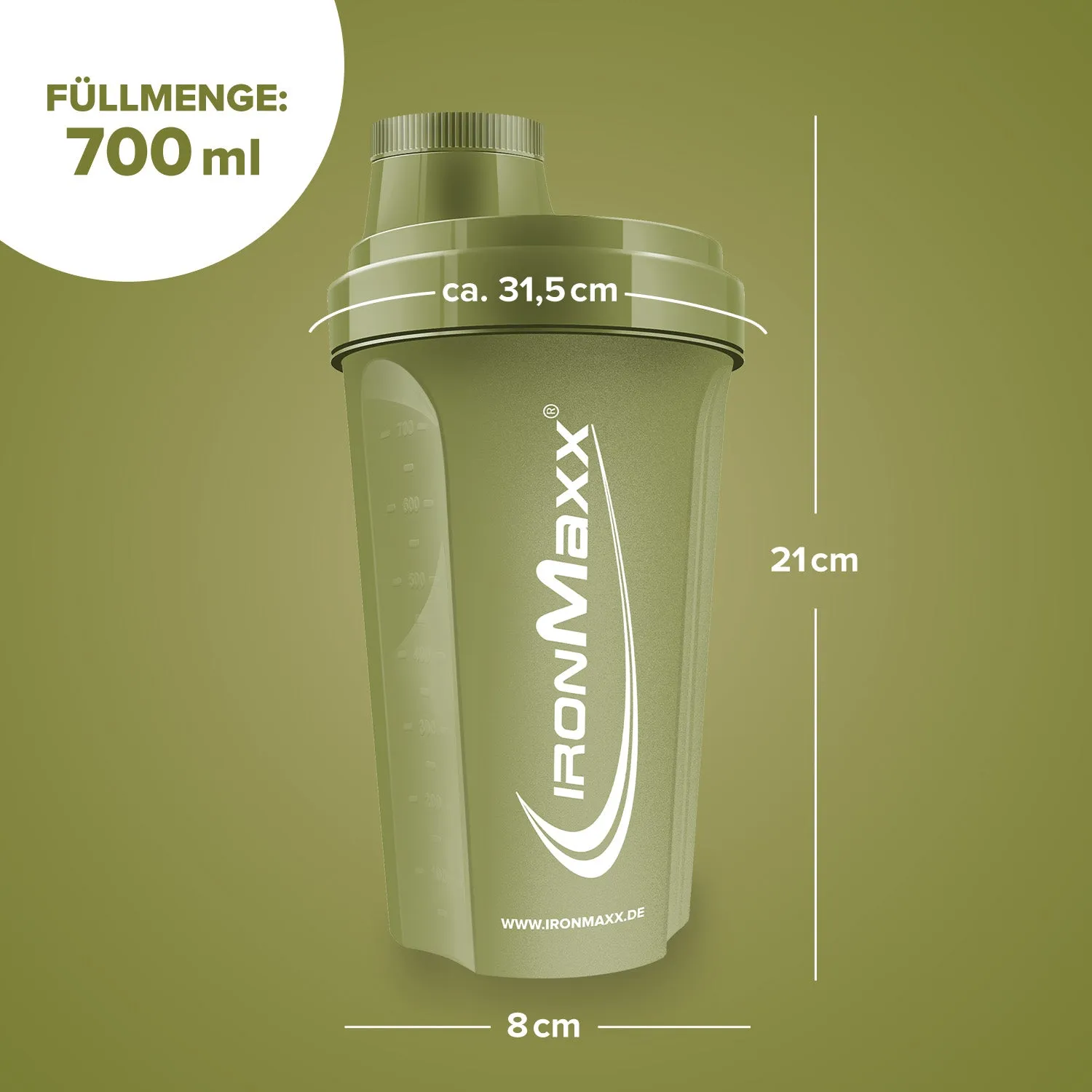 IronMaxx Shaker 700ml Navy Green mit Sieb