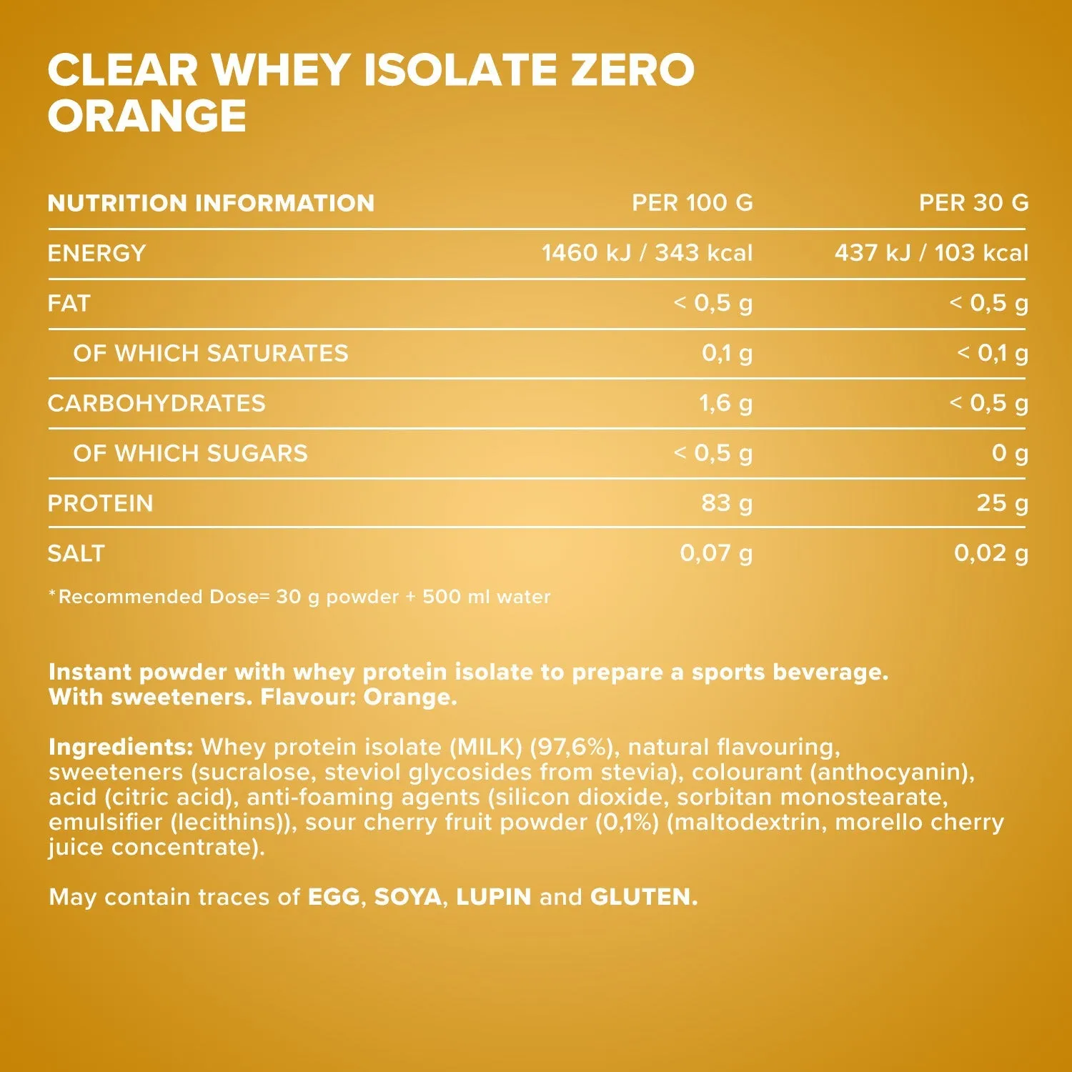 IronMaxx Clear Whey Isolate ZERO Orange 400 g zuckerfrei