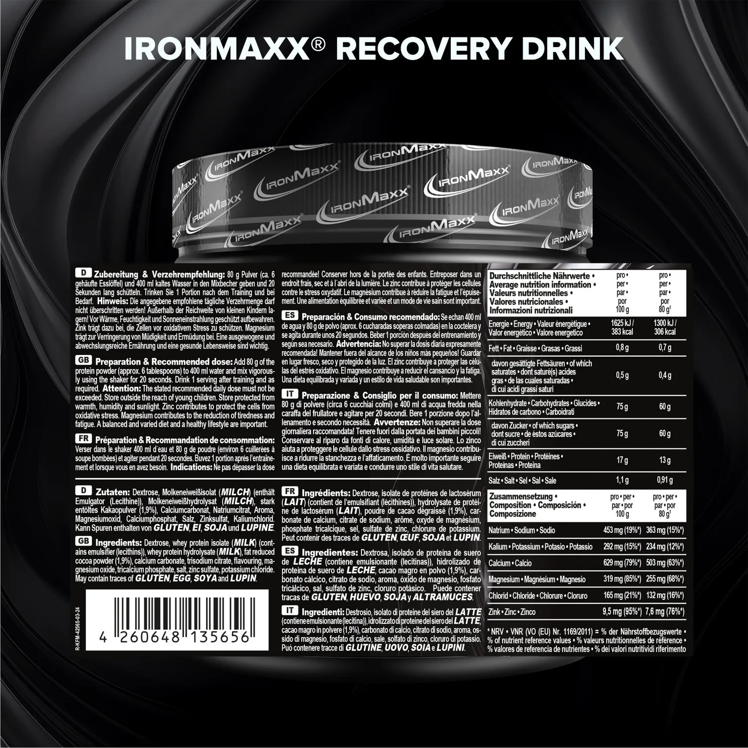 IronMaxx Marin Cilic Recovery Drink Pulver 500g Chocolate