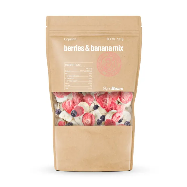 GymBeam Gefriergetrocknete Früchte 100g Beere Banane