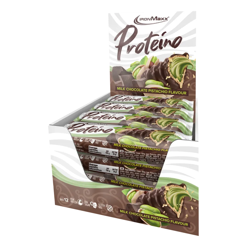 IronMaxx Proteino Milk Chocolate Pistachio Proteinriegel 12x30g