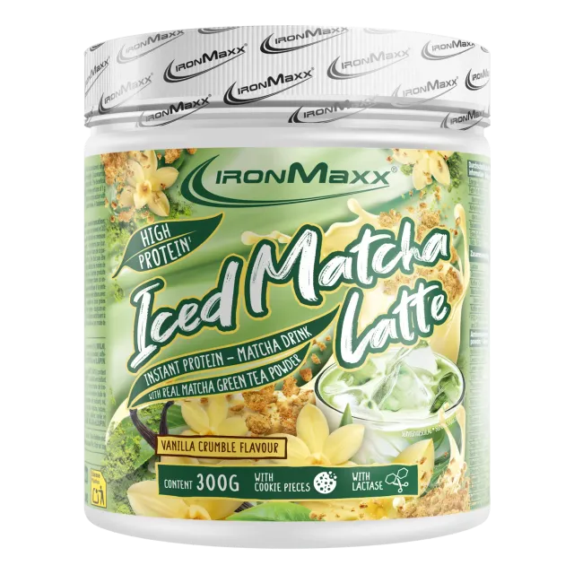 IronMaxx Iced Matcha Latte Proteinpulver Vanille 300g zuckerarm
