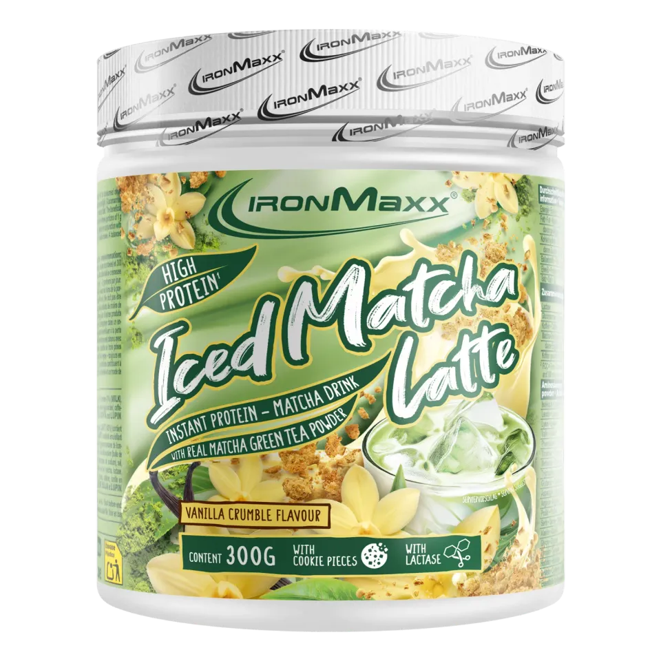 IronMaxx Iced Matcha Latte Proteinpulver Vanille 300g zuckerarm