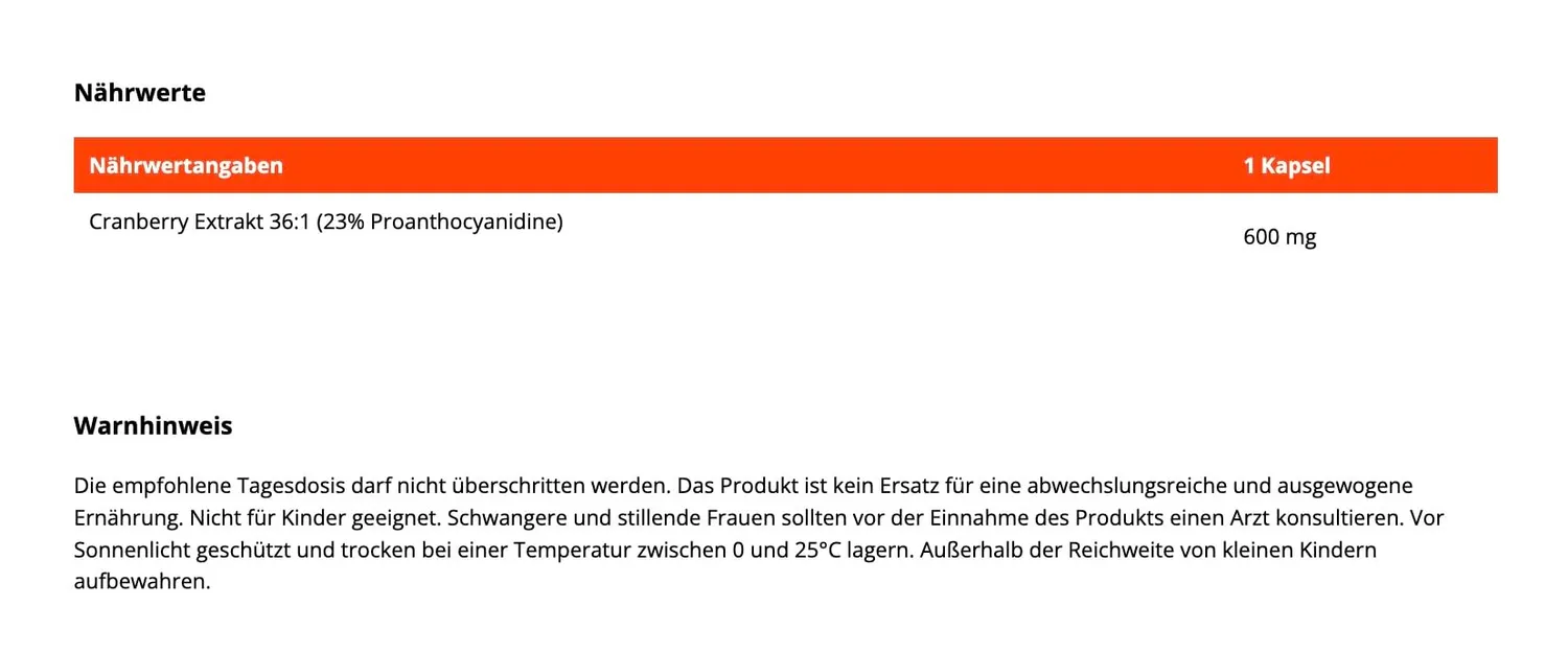 GymBeam Cranberry-Extrakt Kapseln 120 Stück 23 % PAC