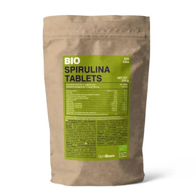 GymBeam BIO Spirulina Tabletten 500 Stück vegan