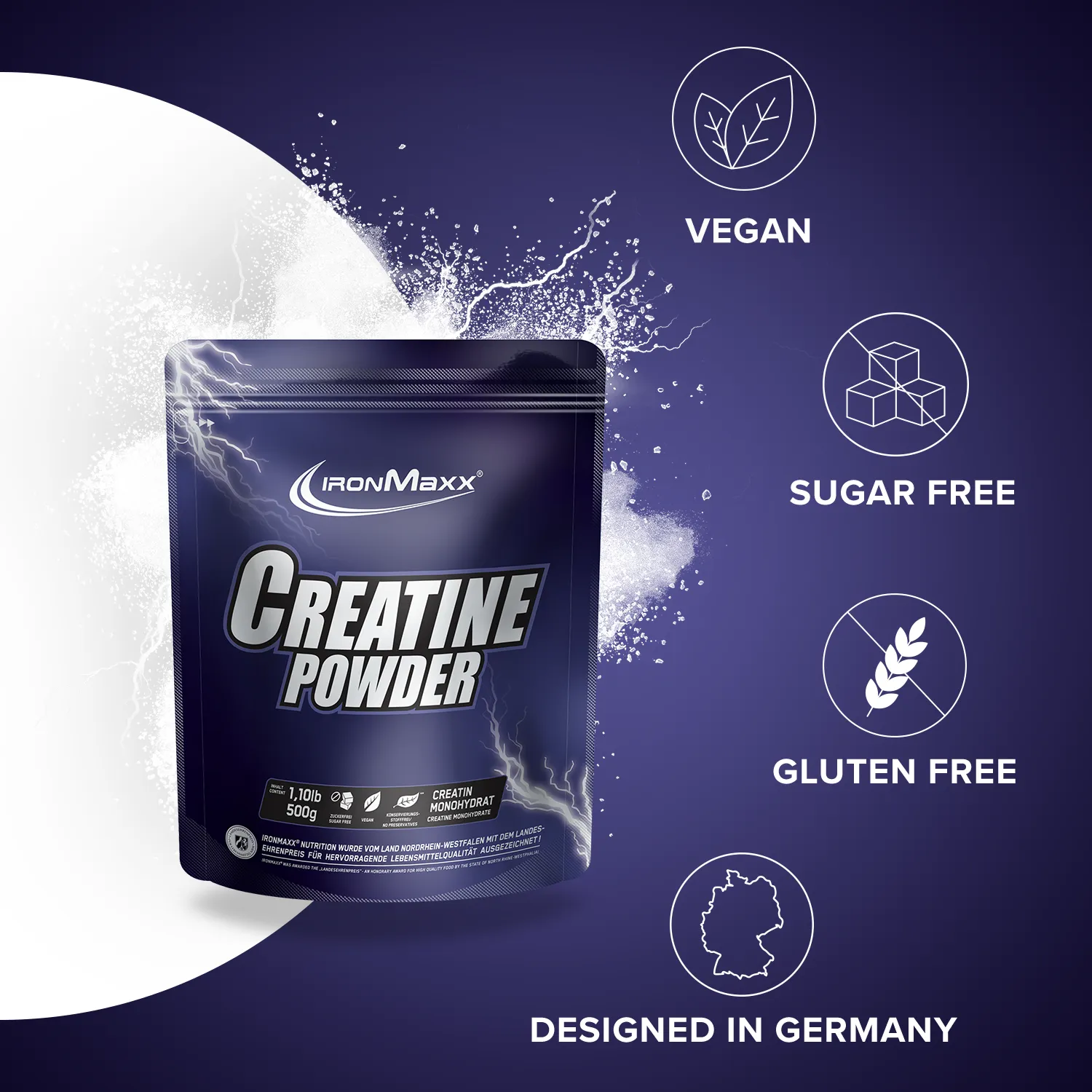 IronMaxx Creatine Monohydrat Pulver 500g vegan