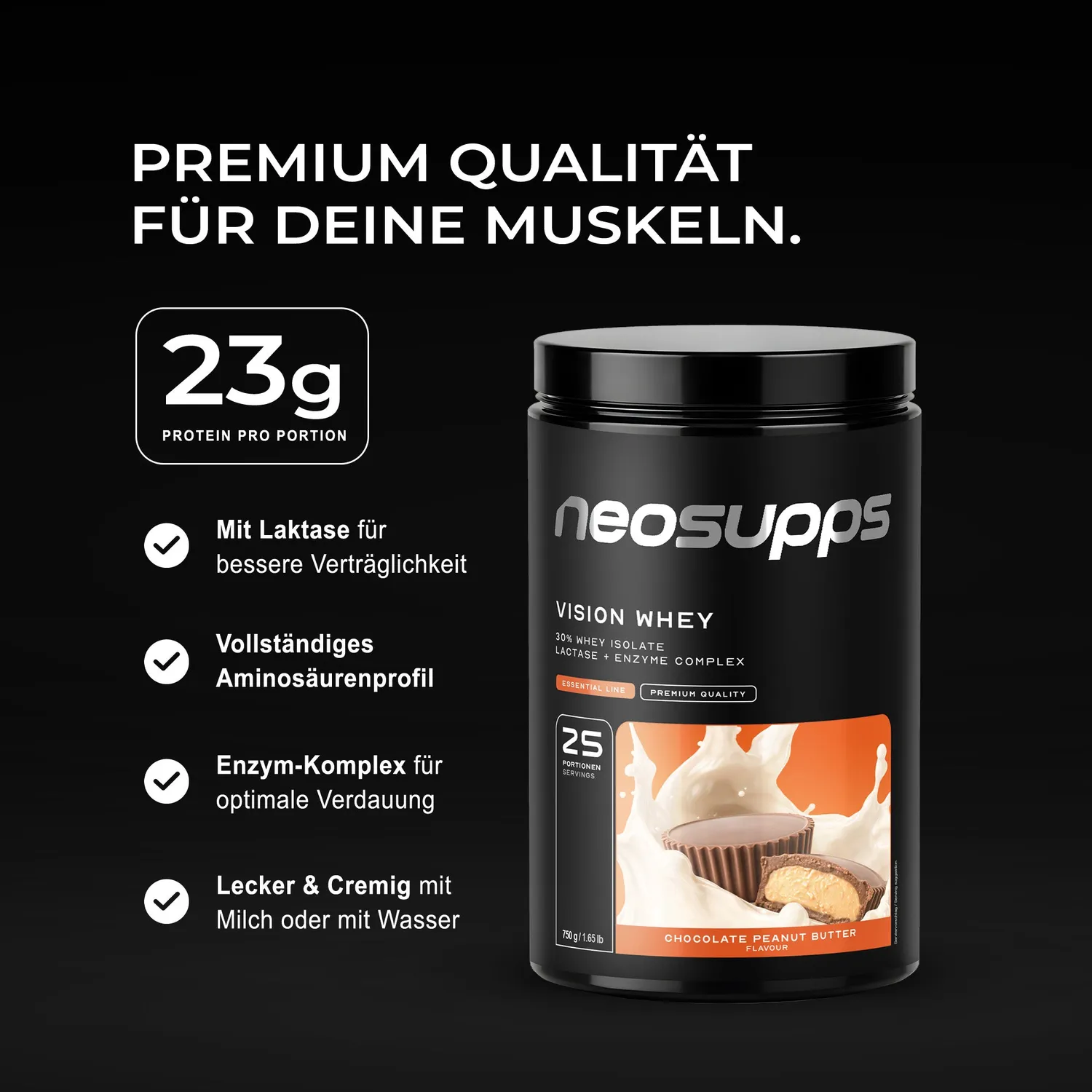 Neosupps Vision Whey Proteinpulver Chocolate Peanut Butter 750g