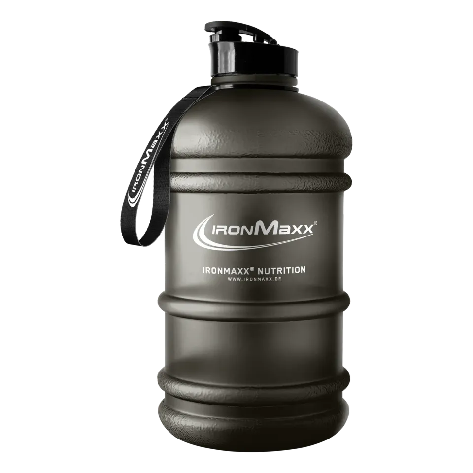 IronMaxx Water Gallon 2200 ml Trinkflasche Matt Schwarz BPA-frei