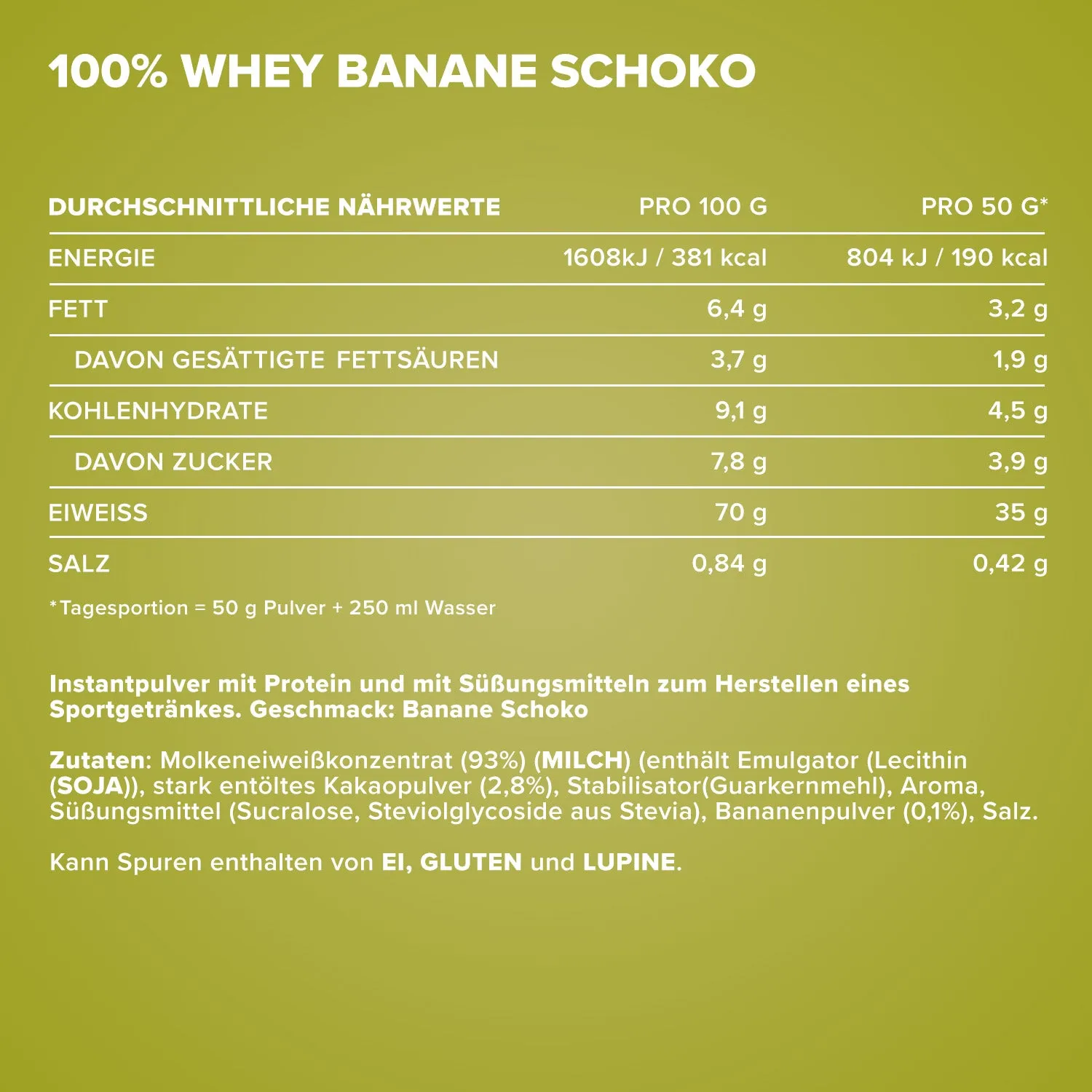 IronMaxx 100% Whey Proteinpulver Banana Choc 500g zuckerfrei